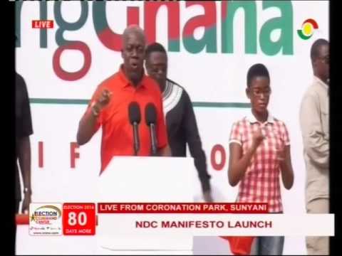H. E. Amissah Arthur address NDC party faithfuls @ manifesto launch  - 17/9/2016