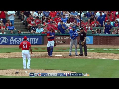 TOR@TEX: Bautista plunked by Bush in the 8th