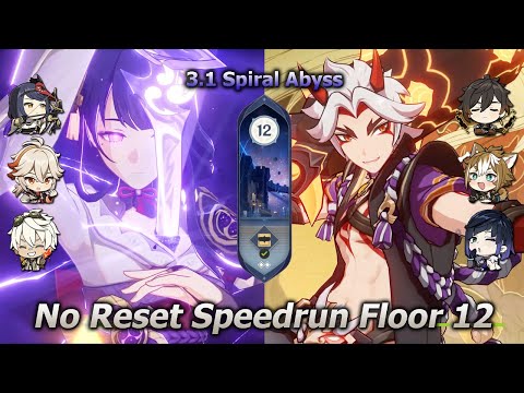 Speedrun 3.1 spiral abyss Floor 12 - C6 Raiden Hypercarry & C6 Itto Hypercarry