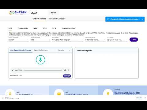 Bhashini Demo Video