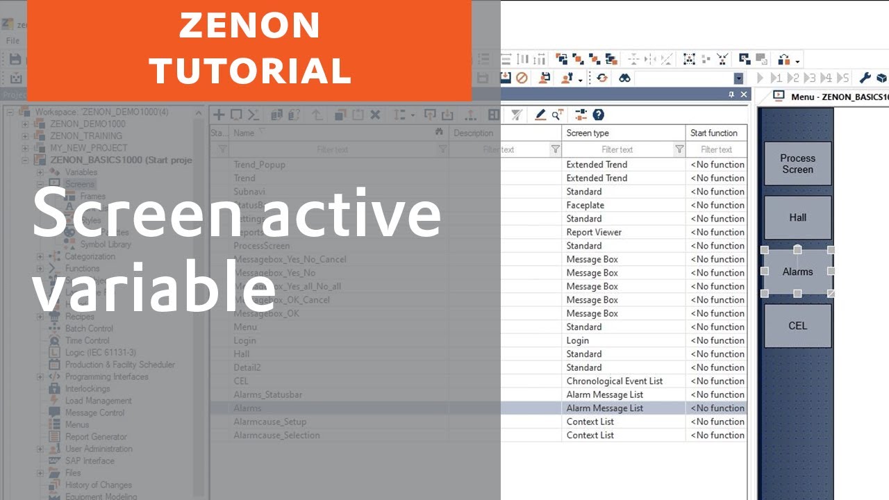 Screen active variable in zenon