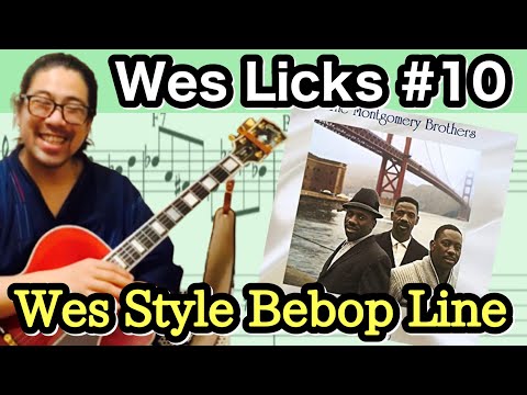 【Jazz Guitar Licks】Wes Montgomery licks#10 Wes Bebop 2-5-1 Chord Progression & Picking technique