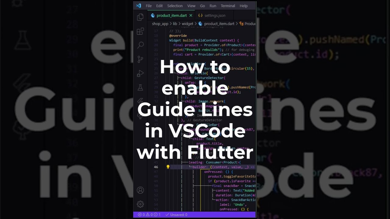 How to enable Guide Lines in VScode with Flutter #shorts #flutter #vscode #developer #programming