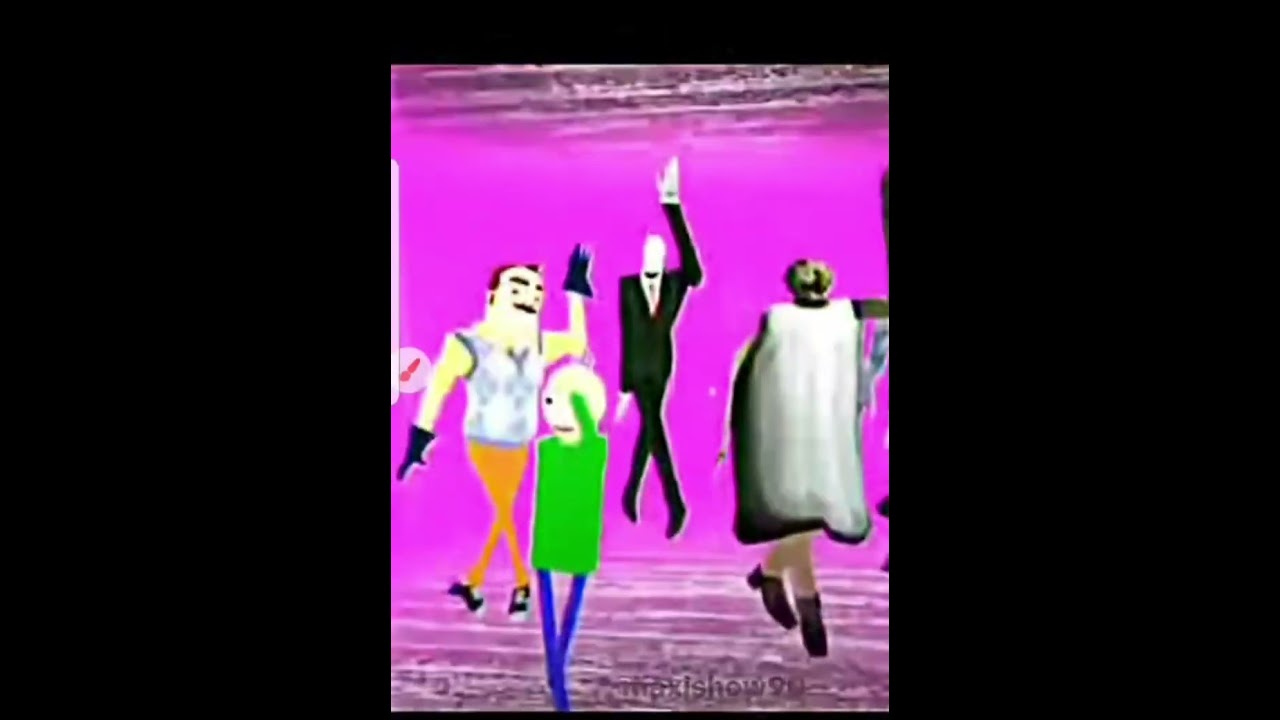 Granny baldi Slenderman el vecino y la monja están bailando