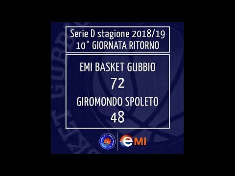 Gubbio-Giromondo Spoleto 72-48  -  Basket Serie D  -  6 marzo 2019