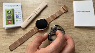 Nendefin Smartwatch Damen,1,39 Zoll runde Armbanduhr mit Telefonfunktion etc. Unboxing und Anleitung