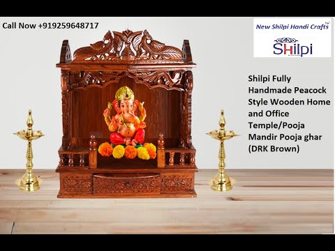 Brown shilpi handcarved sheesham wooden temple, for worship