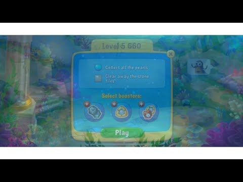 Fishdom , level 5660 clear away the stone tiles