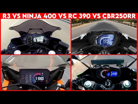 Ninja 400 VS Yamaha R3 VS RC 390 VS CBR250 RR | 0 TO 100 | TOPSPEED BATTLE !!!