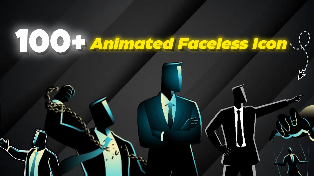 100+ Animated Faceless Icons Pack 🔥 | Free Download | Use in Video Editing & Motion Graphics