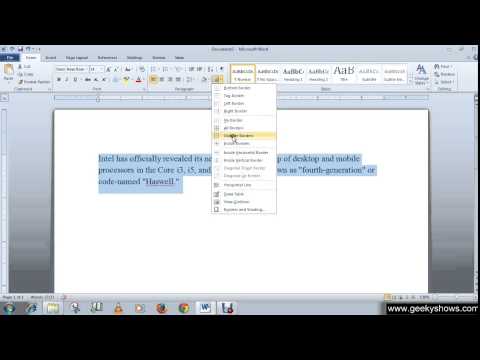 Microsoft Office Word 2010 Add Border