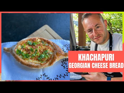 Adjarian Khachapuri recipe. Georgian dish of cheese-filled bread. Easy Recipe