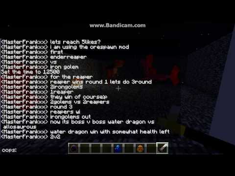Minecraft mob battle water dragon vs ender reaper vs allosaurous vs iron golem