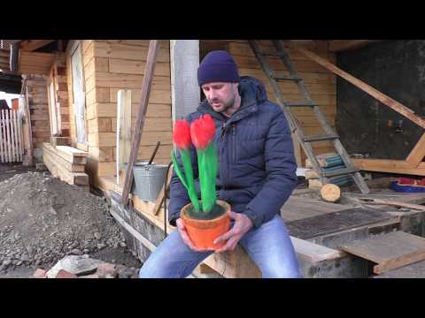 Классный подарок Бабушке на 8 Марта, цветы тюльпаны из дерева бензопилой