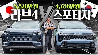 SUV 한일전! 스포티지보다 1,034만원 비싼 라브4의 충격적인 결과 유튜브 썸네일