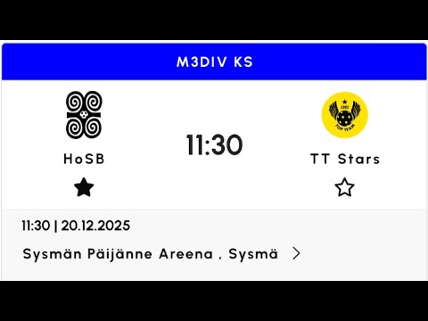 HoSB - TT Stars 20.12.2025 M3DIV KS Päijänne Areena, Sysmä
