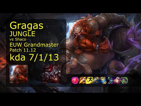 Gragas Jungle vs Shaco - EUW Grandmaster 7/1/13 Patch 11.12 Gameplay