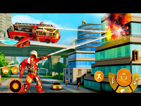 Flying Fire Truck Transform - Fire Truck Game -Android gameplay #6