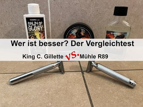 Comparison test Classic wet shave - Mühle R89 safety razor vs. King C. Gillette safety razor