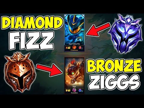 DIAMOND 4 FIZZ MAIN VS BRONZE 2 ZIGGS MAIN WE BEAT HIM WITH NO ITEMS?! League Of Legends Season 9