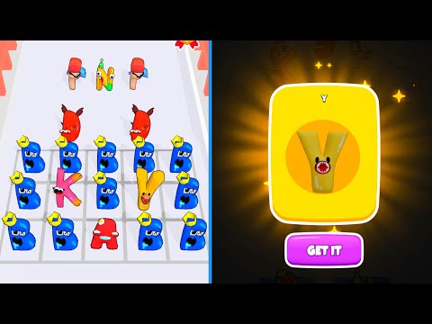 Alphabet Merge Monster Lore - New Max Level Big Alphabet Letter Battle Gameplay Blue Monster