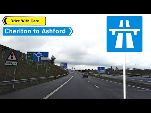 Driving Cheriton to Ashford on the M20 Motorway