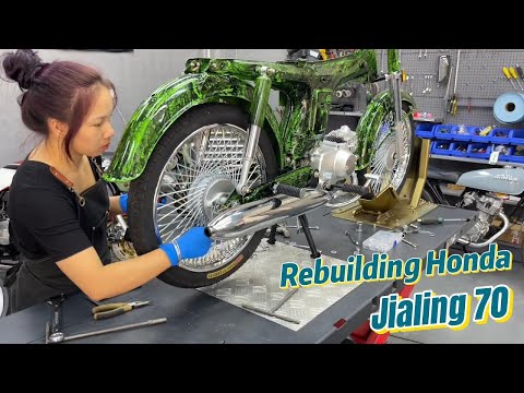 Full Rebuilding  Honda Jialing 70 Motorcycle & Building a Cafe Racer - Full Timelapse