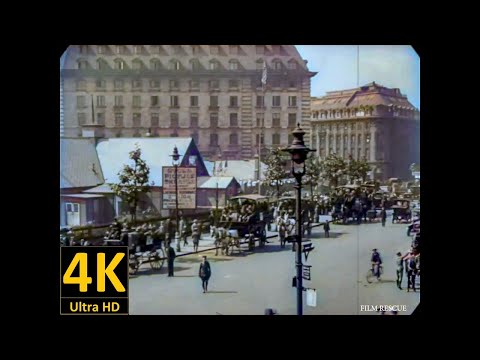 1918 England London - street scenes - old video in color