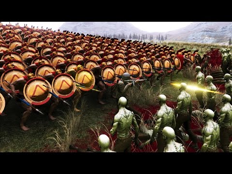 UEBS WW2 Hero & 300 Sartans vs ZOMBIES!  (Ultimate Epic Battle SImulator Gameplay)