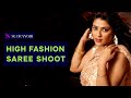 High Fashion Saree Shoot Peach Sequin Embellished Saree Styling SutraNoir