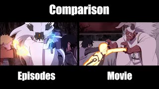 Download lagu Naruto and Sasuke VS Momoshiki and Kinshiki - The Boruto (Episodes VS Movie) Comparison Side by Side mp3