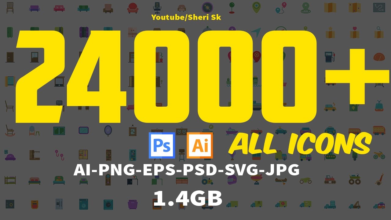 24000+ All Icons Pack Download In PSD EPS AI PNG SVG Files |English|