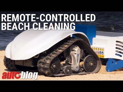 Remote-controlled beach cleaning mini tank