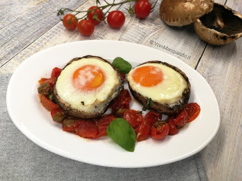 Funghi Portobello ripieni di uova
