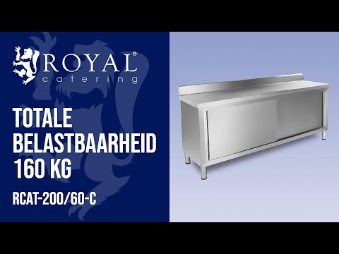 Video - RVS werkkast - ECO - 200 x 60 cm - 160 kg - achterwand - Royal Catering
