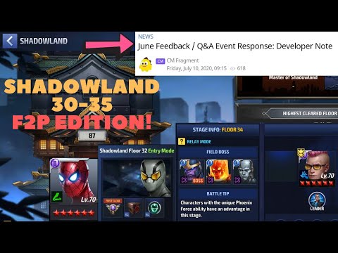 SHADOWLAND FLOORS 30-35 [F2P Edition] & DEVELOPER NOTE + Coupon Winners - Marvel Future Fight