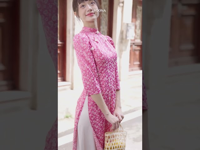 NT26B223 - Sét bộ áo dài lụa hàn