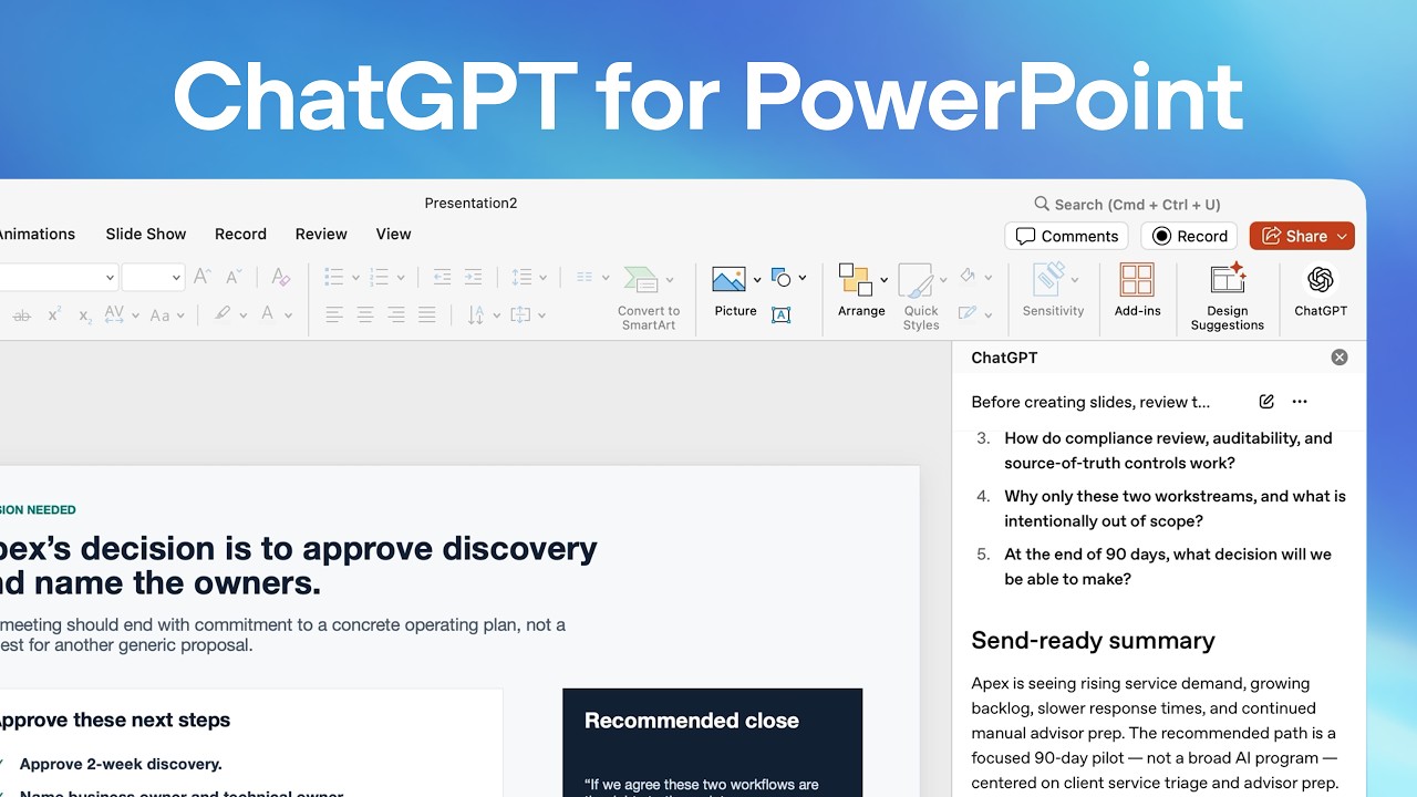 Create and edit presentations faster in PowerPoint - OpenAI Youtube