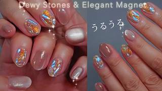 思わず見惚れる…✨うるうるオーロラクリアストーンネイル/ASMR