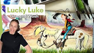 Lucky Luke | Master Artist Study Pen and Ink Drawing with Watercolour