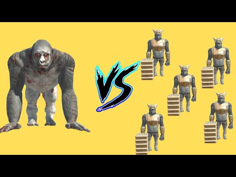 GORO THE GIANT VS X5 PRIMATES - ANIMAL REVOLT BATTLE SIMULATOR