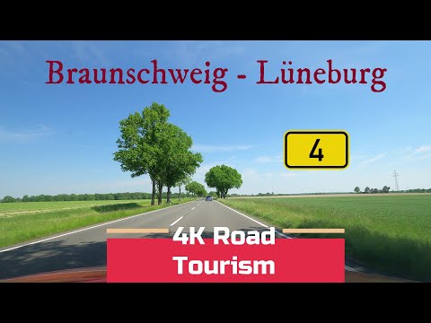 Driving Germany: B4 Braunschweig - Lüneburg - 4k scenic peaceful drive through North Germany