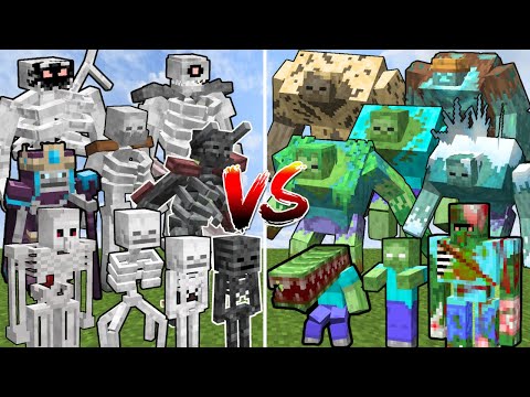 ALL MINECRAFT MUTANT SKELETONS vs ALL MINECRAFT MUTANT ZOMBIES | Minecraft Mob Battle