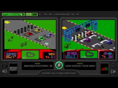 R.C. Pro-Am (Arcade vs Sega Genesis) Side by Side Comparison