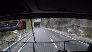Over Otira Gorge in a car transporter  POV cam 4K