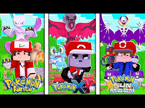 Minecraft - POKÉMON GERAÇÃO #1 - POKÉMON INICIAL DE KANTO vs ALOLA vs KALOS! QUAL MAIS FORTE?