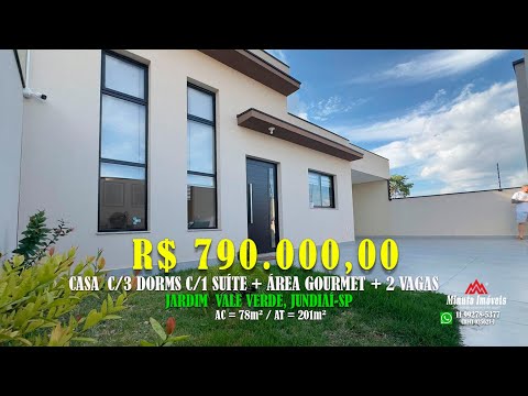 🏡 Casa Moderna com 3 Dormitorios e 1 Suite  a  venda no Jardim Vale Verde em Jundiaí/SP