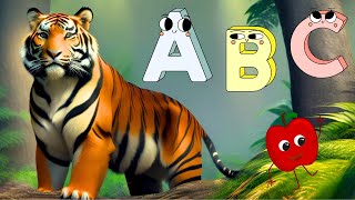 ABC SONG - A for Apple - Phonics Song - ABC nursery rhymes   kids spaceship & Animal songs