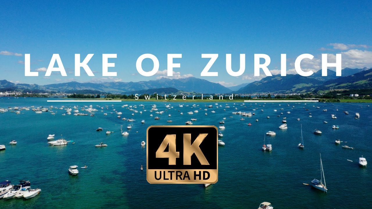 Experience the captivating scenic brilliance of Lake Zurich through a cinematic lens.