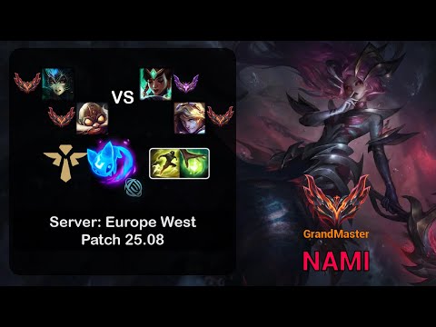 Nami Support + Corki vs Karma + Ezreal - EUW GrandMaster - Patch 25.08